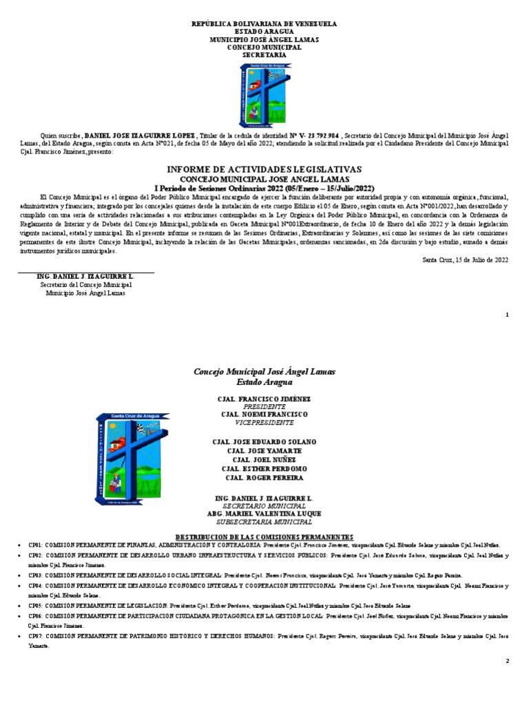 Informe de Actividades del Concejo Lamas | PDF | Gobierno