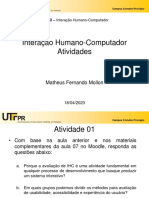 IHC Atividades avaliação heurística login livraria UTFPR portal