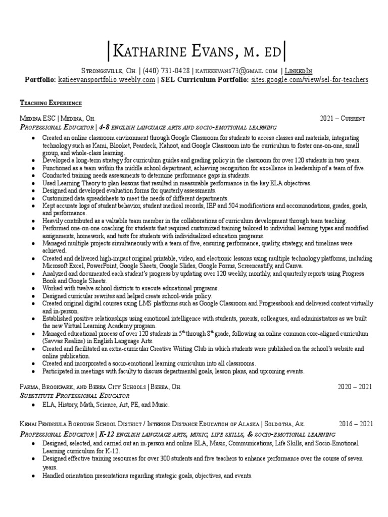 Teaching cv katie evans 1 pdf individualized education program