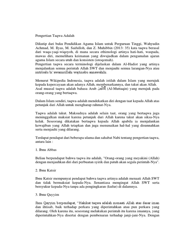 Contoh soal kelas 1 bertaqwa kepada allah