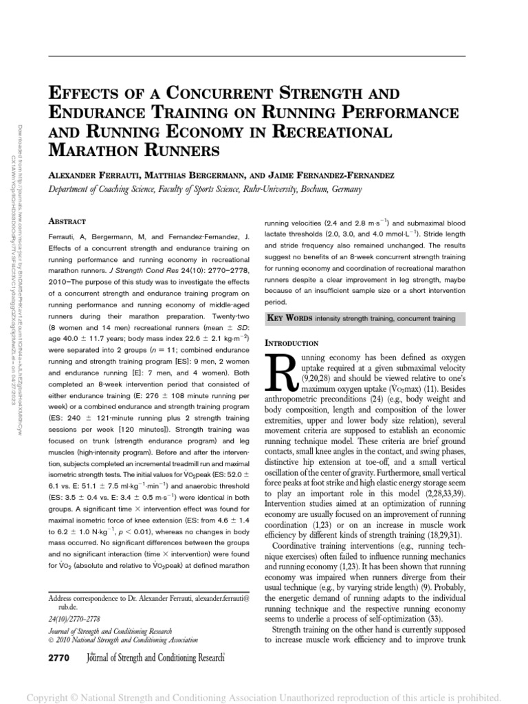 Effects of A Concurrent Strength and Endurance.26 PDF PDF Strength