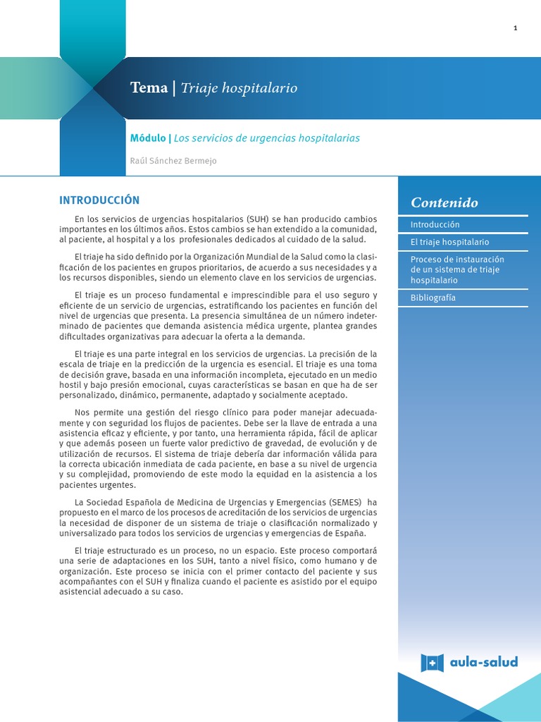 Triage Hospitalario: Proceso y Eficiencia | PDF | Cuidado de la salud ...