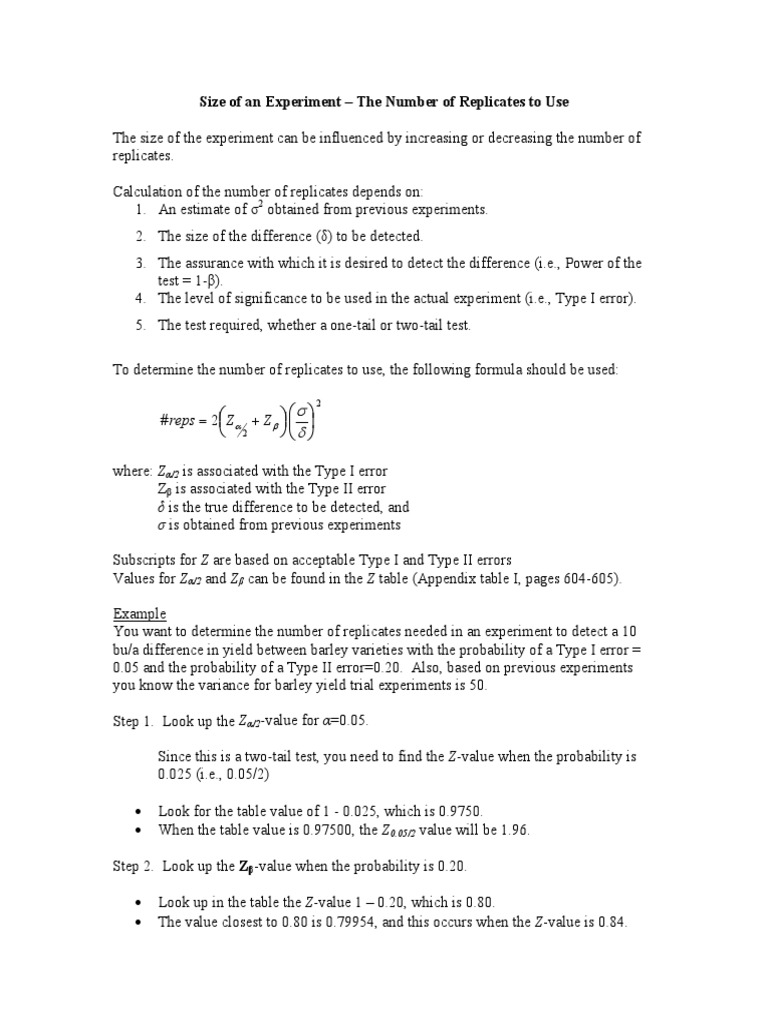 Calculating Experiment Replicates | PDF