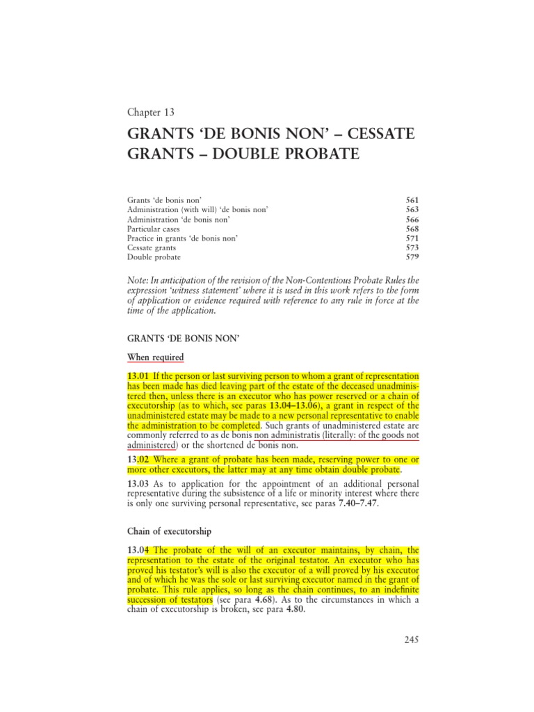 Chap 13 (Second and Subsequent Grants) | PDF | Probate | Will And 