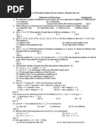 Relations and Functions Assignment