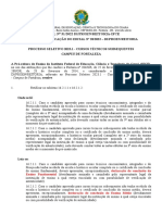 IFCE retifica edital de processo seletivo técnicos subsequentes Fortaleza
