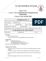 Fundamentals of Management Assignment 1