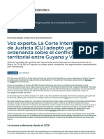 Voz Experta La Corte Internacional de Justicia Cij Adopto Una Nueva Ordenanza Sobre El Conflicto Territorial Entre Guyana y Venezuela 1