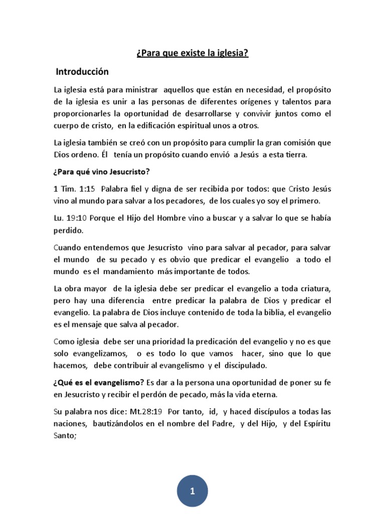Para Que Existe La Iglesia | PDF | Cristo (título) | Iglesia cristiana
