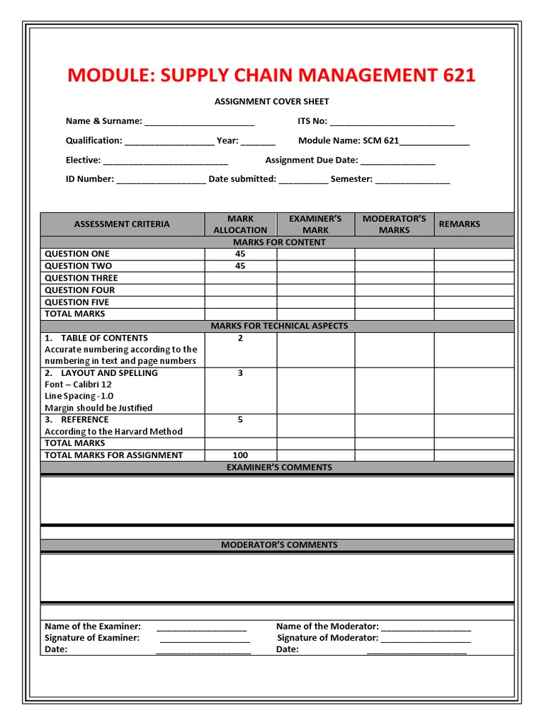 Supply Chain Management Assignment Guide | PDF | Supply Chain | Drink