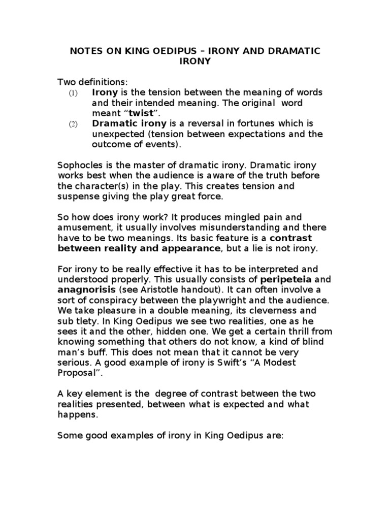 Verbal irony in oedipus image
