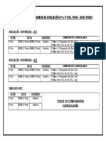 Cronograma de Avaliações 1º Bimestre