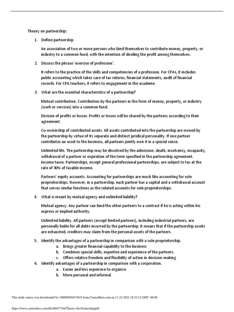 Understanding Partnership Fundamentals | PDF | Partnership | Limited ...