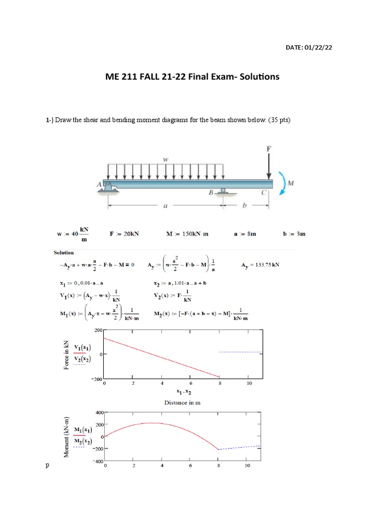ME 211 Final Exam Solutions | PDF