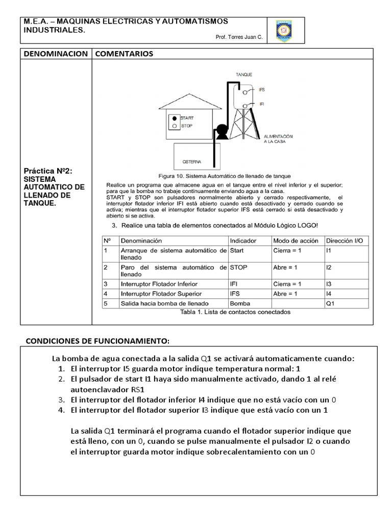 Automatización Del Llenado De Un Tanque Mediante Sensores De Nivel Y