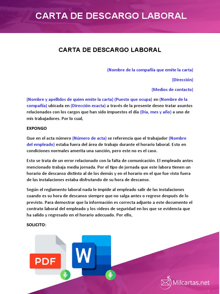 Carta de Descargo Laboral | PDF