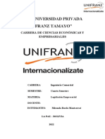 Universidad Privada "Franz Tamayo": Carrera de Ciencias Económicas Y Empresariales