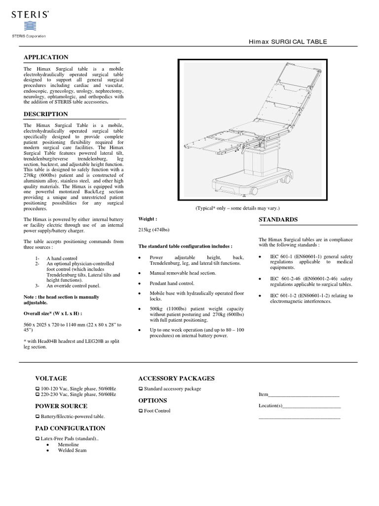 Mobile Electrohydraulic Surgical Table | PDF | Alternating Current ...