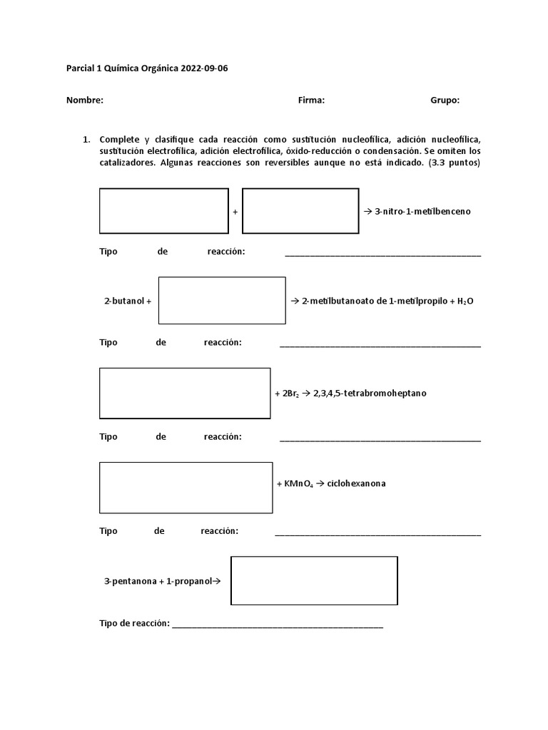 Parcial Quimica Organica Pdf Reacciones Químicas Redox