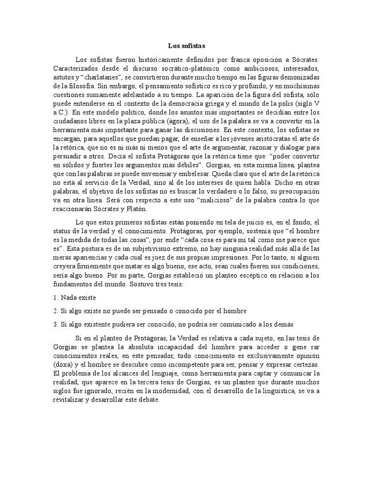Retórica de los Sofistas en la Antigua Grecia | PDF | Retórica | Metafísica