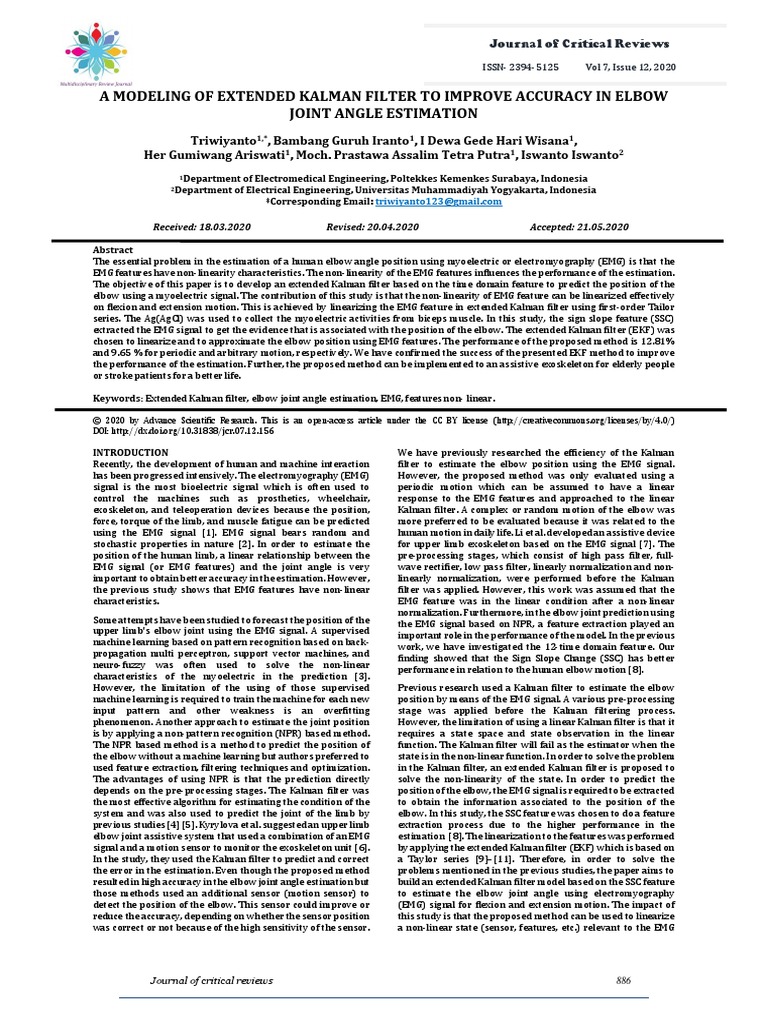 28 A Modeling of Extended Kalman Filter To Improve Accuracy in Elbow ...