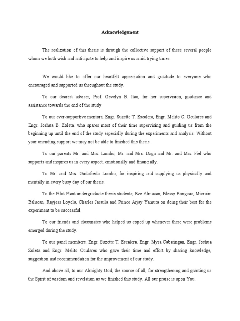 Acknowledgement Thesis PDF