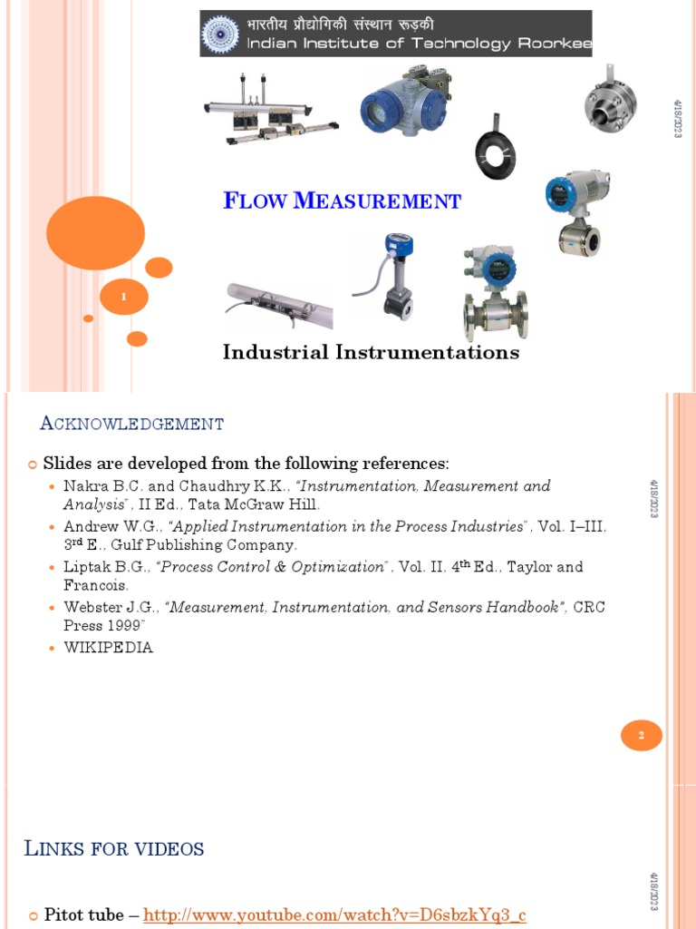 Flow Measurements IIT Roorkee | PDF | Flow Measurement | Fluid Dynamics