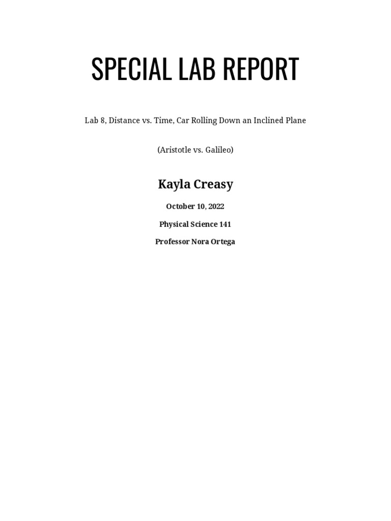 Special Lab Report 1 Creasy | PDF | Experiment | Physical Quantities