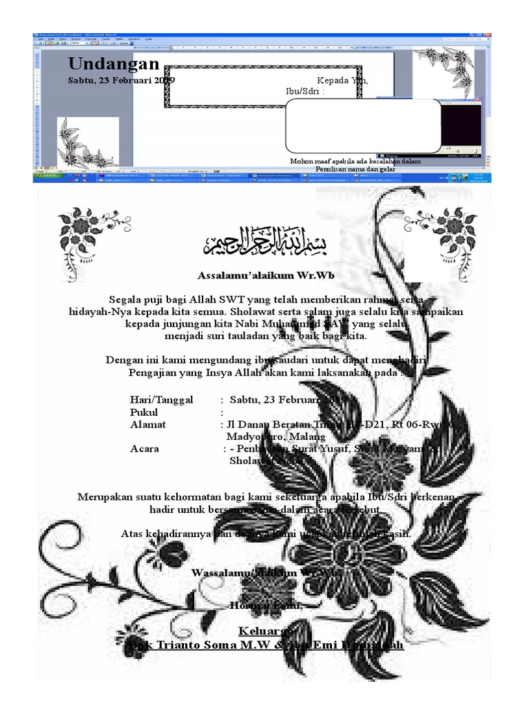 Undangan Pengajian | PDF