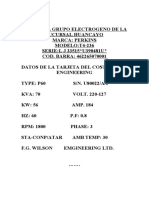 Datos Del Grupo Electrogeno de La Sucursal Huancayo