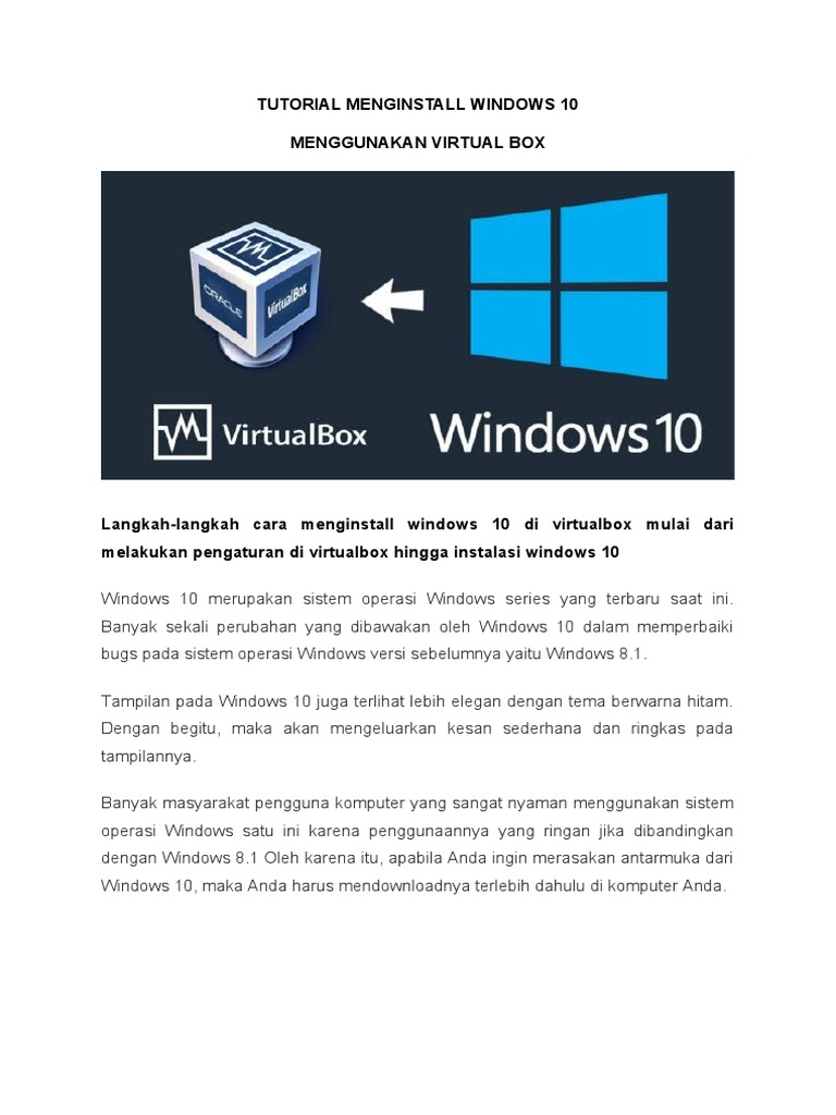 Panduan Instalasi Windows 10 di VirtualBox | PDF | Game & Aktivitas ...