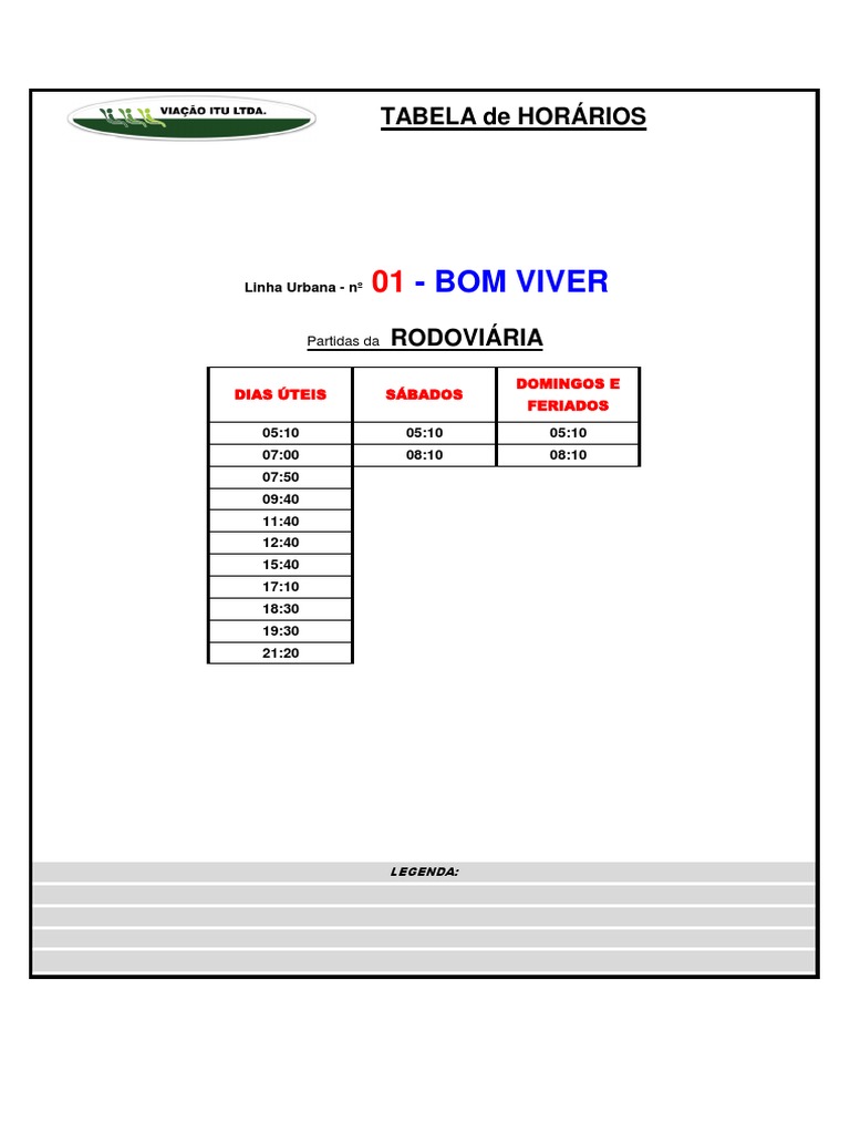 Tabela de Horario Viacao Itu 20 de Agosto