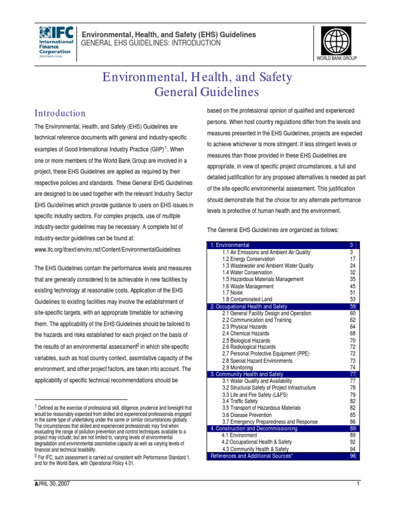 IFC EHS Guidelines | PDF | Science & Mathematics