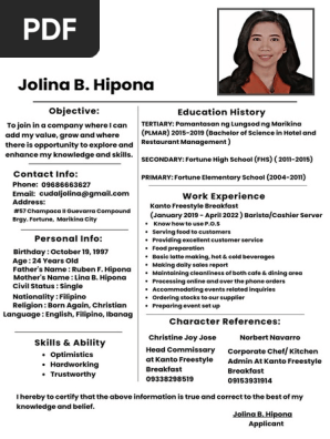 Jolina Hipona's Resume PDF | PDF