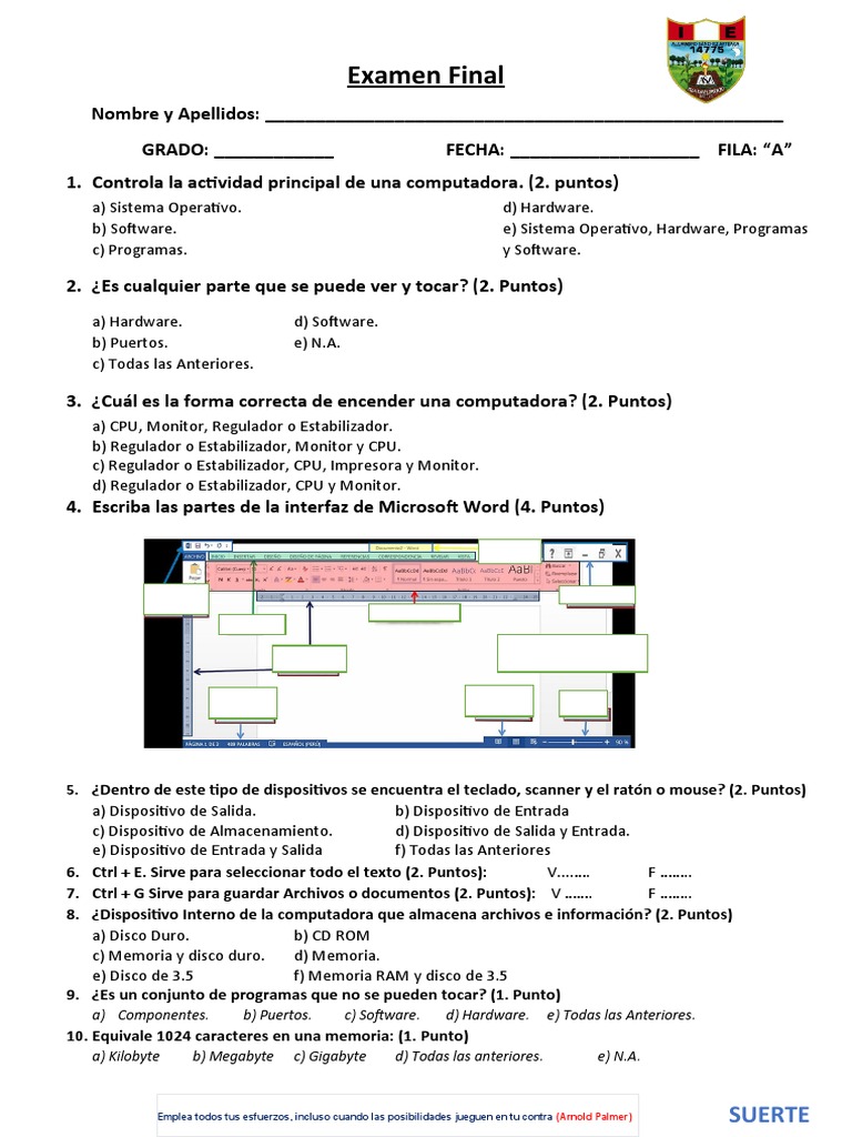 Examen Final de Computación y Software | PDF | Hardware de la ...