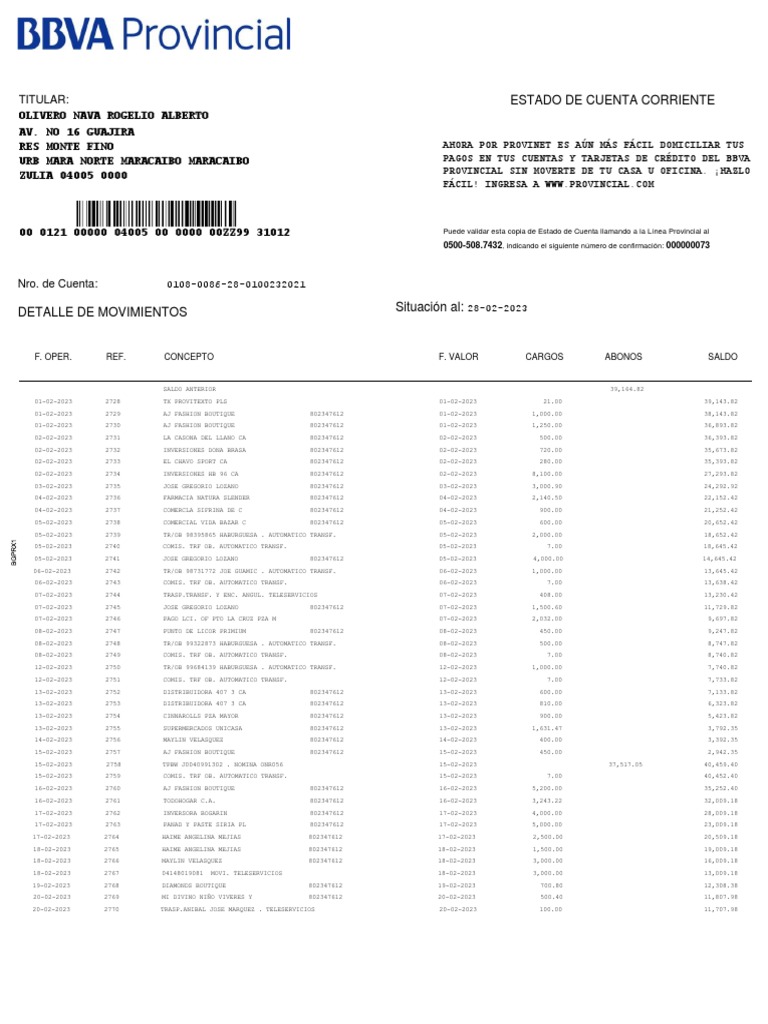 Su Estado de Cuenta Febrero PDF Bancario Servicios financieros