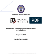 Temas de Antropología Cultural en Psicología - Plan 2012 PDF