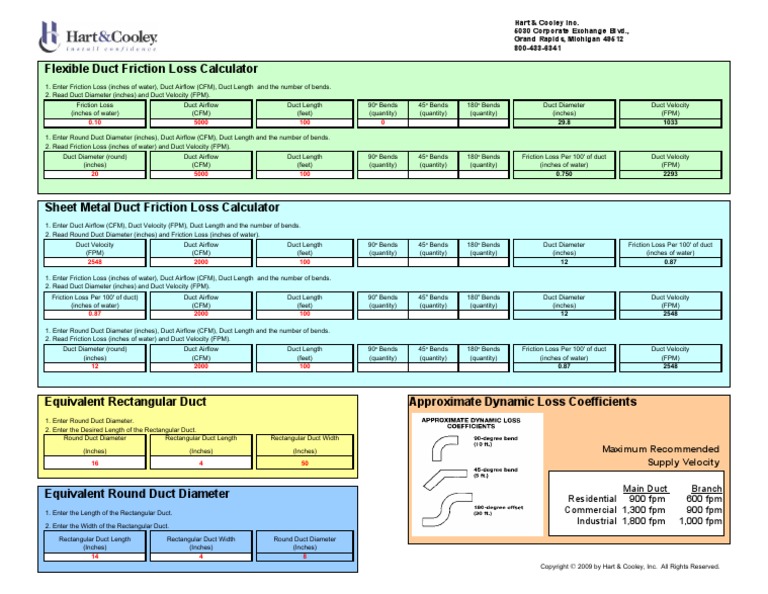 Air Duct Calculator PDF Duct (Flow) Building Materials