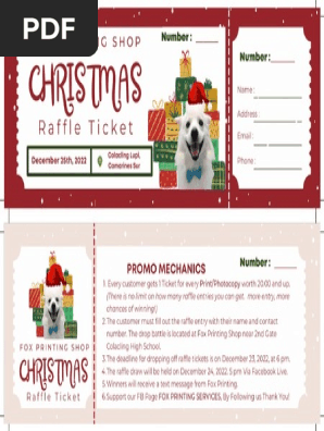Maroon Illustrated Santa Icon on Christmas Raffle Ticket