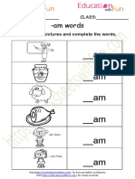 Am Word Family Worksheet 2
