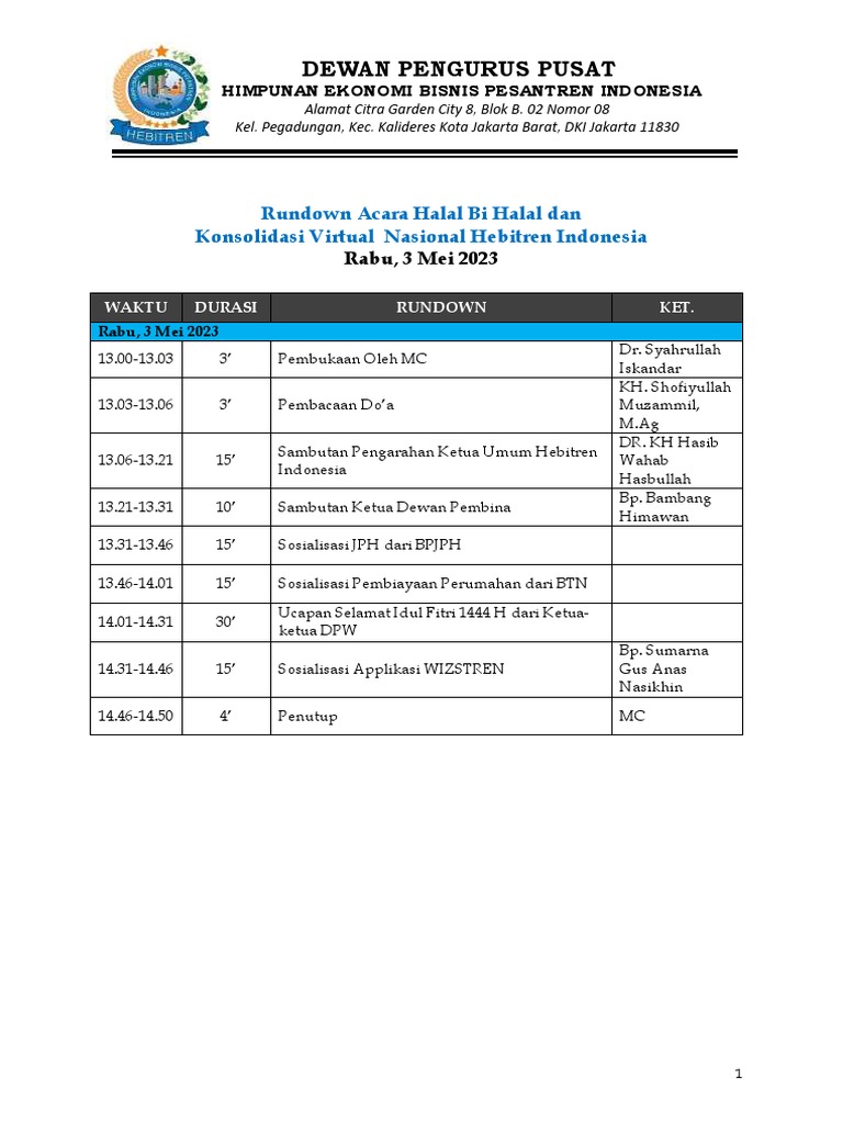 Rundown Acara Halal Bihalal Pdf