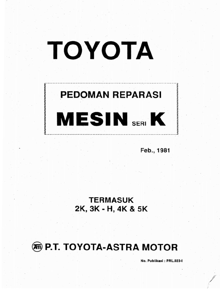 Toyota Kijang 5K Buku Panduan Reparasi / Service Manual PDF