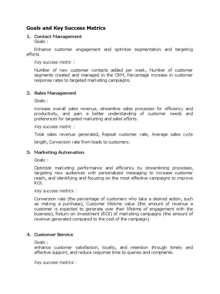 Goals and Key Success Metrics - Aji | PDF | Performance Indicator ...