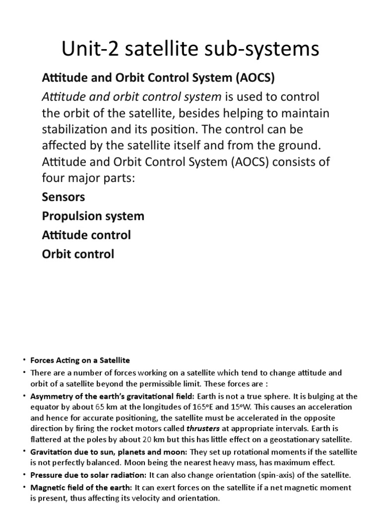 Satellite AOCS Essentials | PDF | Spacecraft Propulsion | Rotation ...