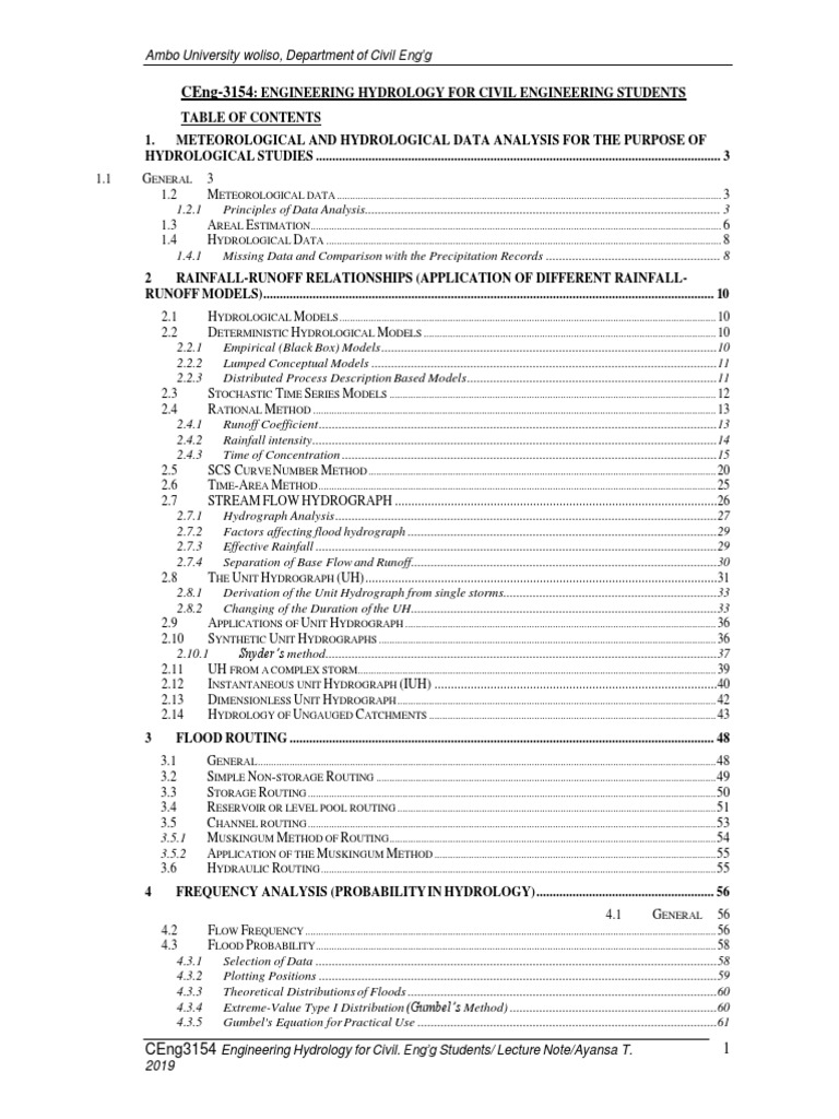 Engineering Hydrology Lecture Notes | PDF | Hydrology | Drainage Basin