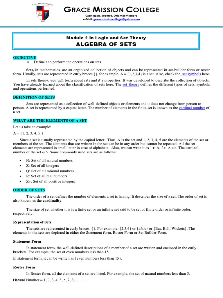 Logic and set theory module 2 pdf set mathematics numbers