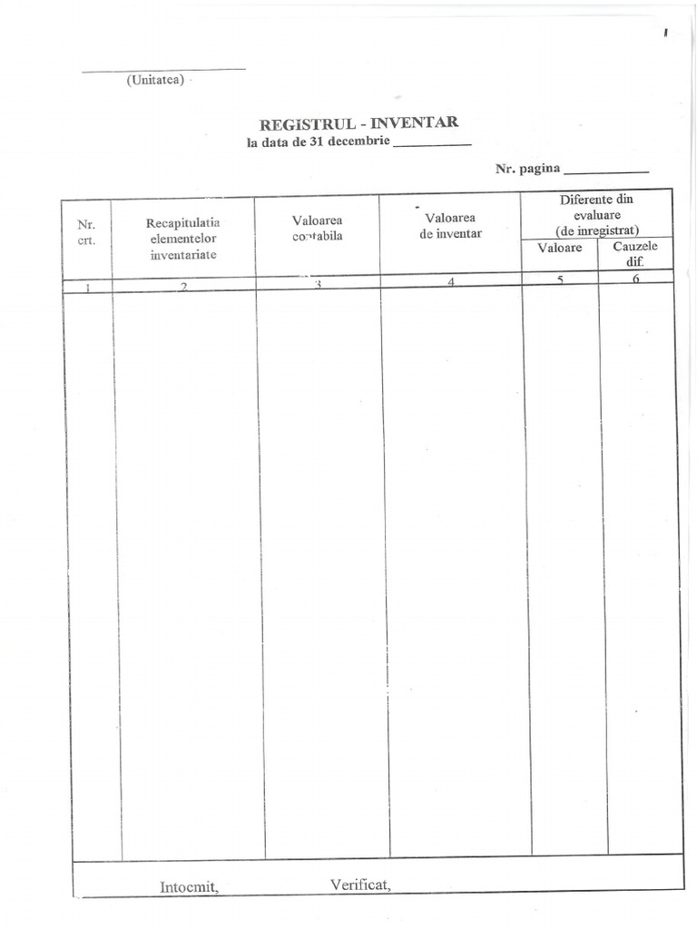 Model Registru Inventar | PDF