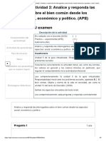Examen - (APEB2-10%) Actividad 2 - Analice y Responda Las Interrogantes Sobre El Bien Común Desde Los Aspectos - Social, Económico y Político. (APE)