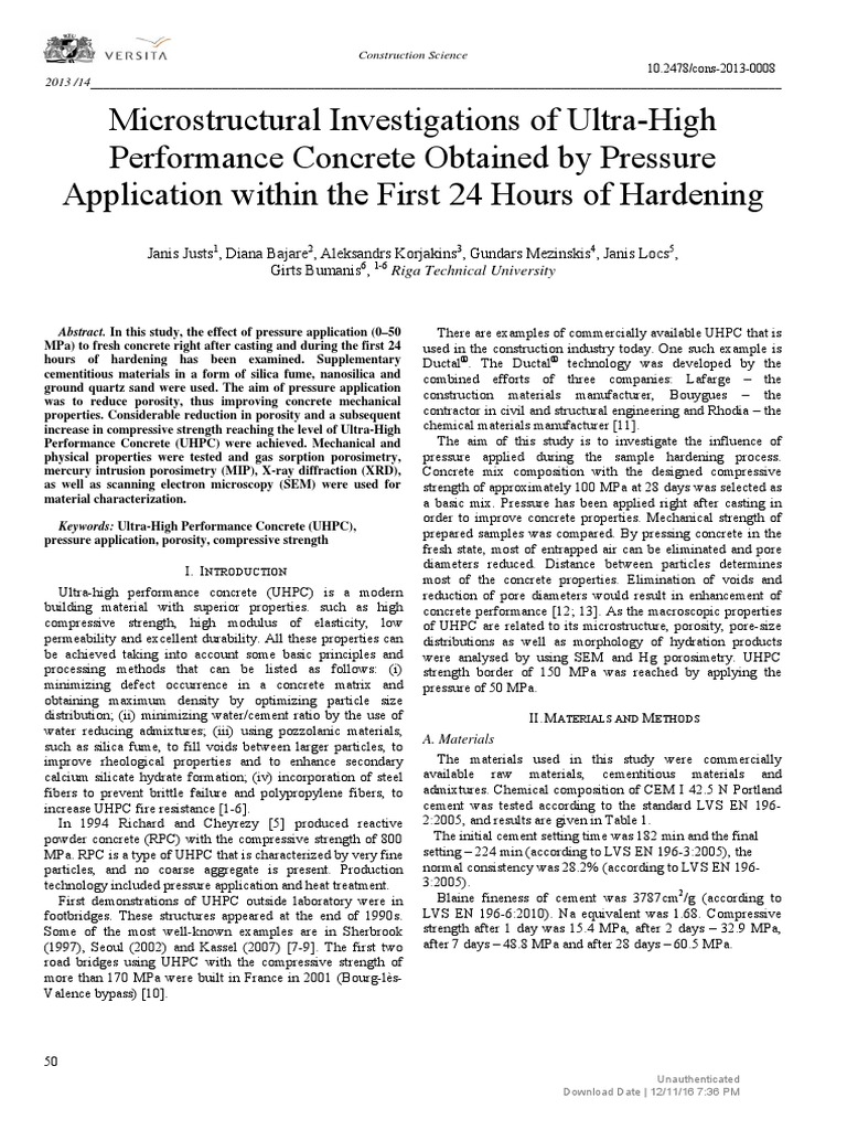 Microstructural Investigations of Ultra High Performance Concrete ...