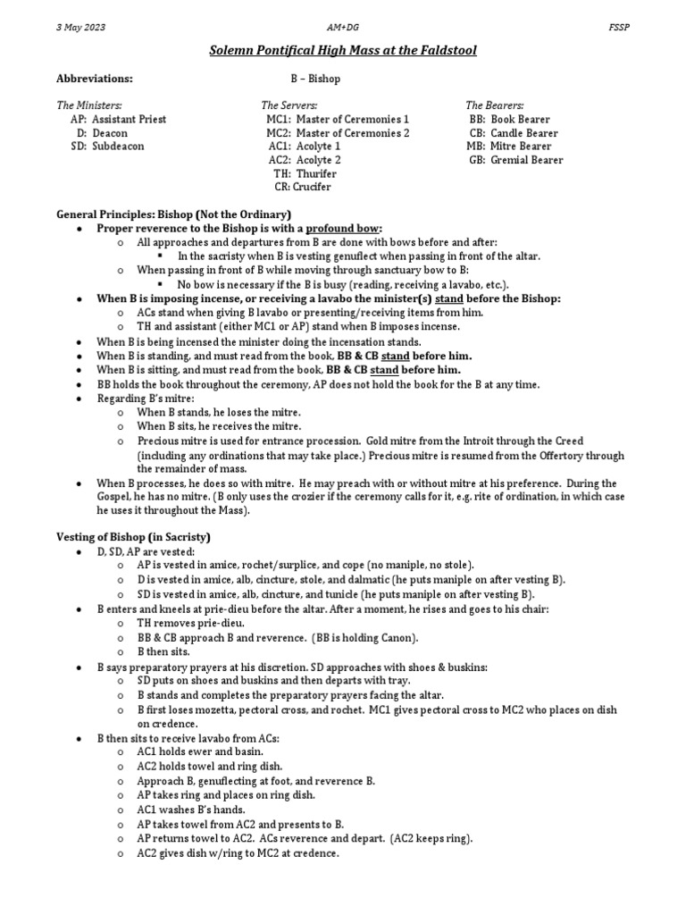 Solemn Pontifical High Mass at The Faldstool PDF Religious Rituals